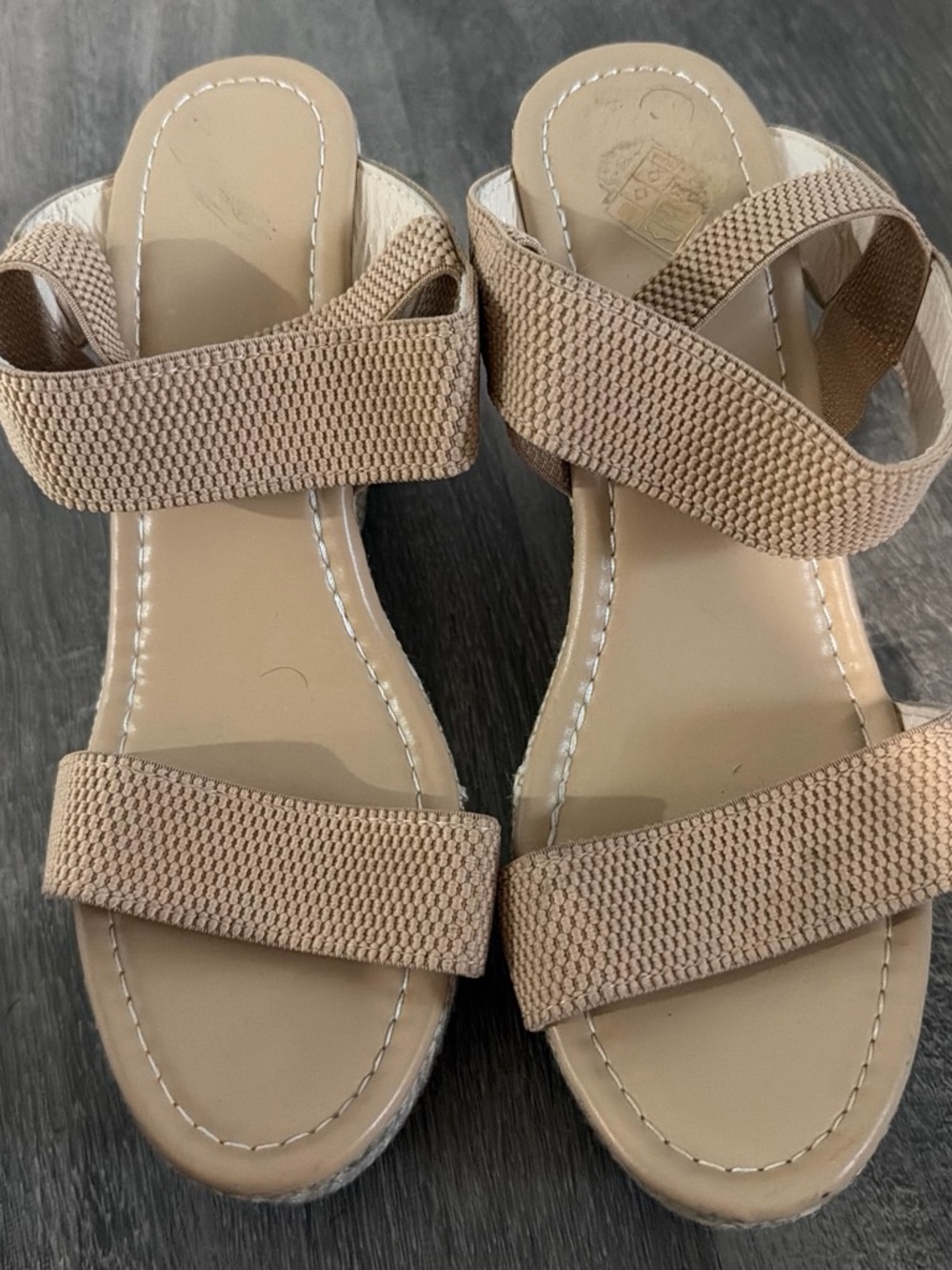 SHEIN Tan Elastic Strap Wedge Sandals